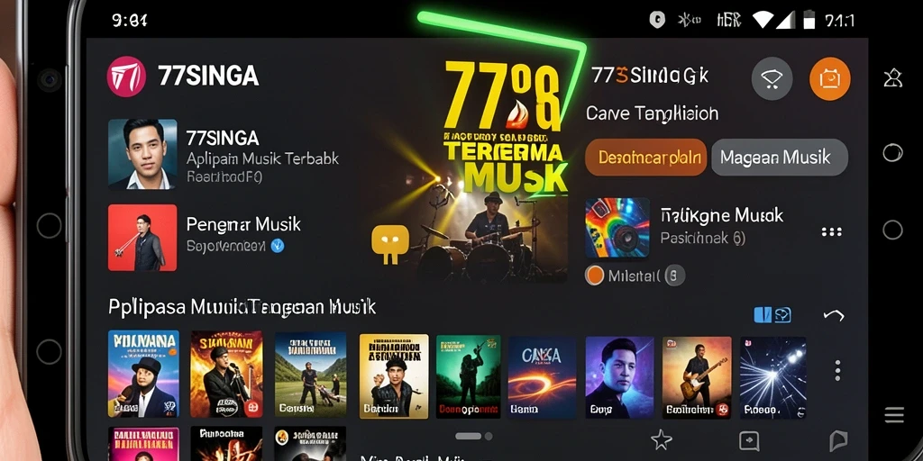 Tampilan gameplay 77SINGA yang menampilkan fitur karaoke dan rekomendasi lagu.