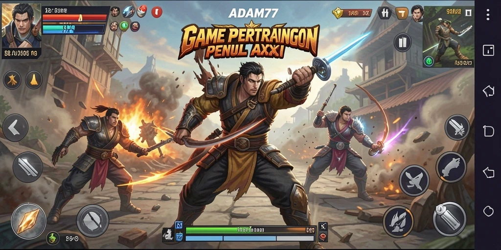 Gameplay ADAM77 yang penuh aksi dan pertarungan seru.