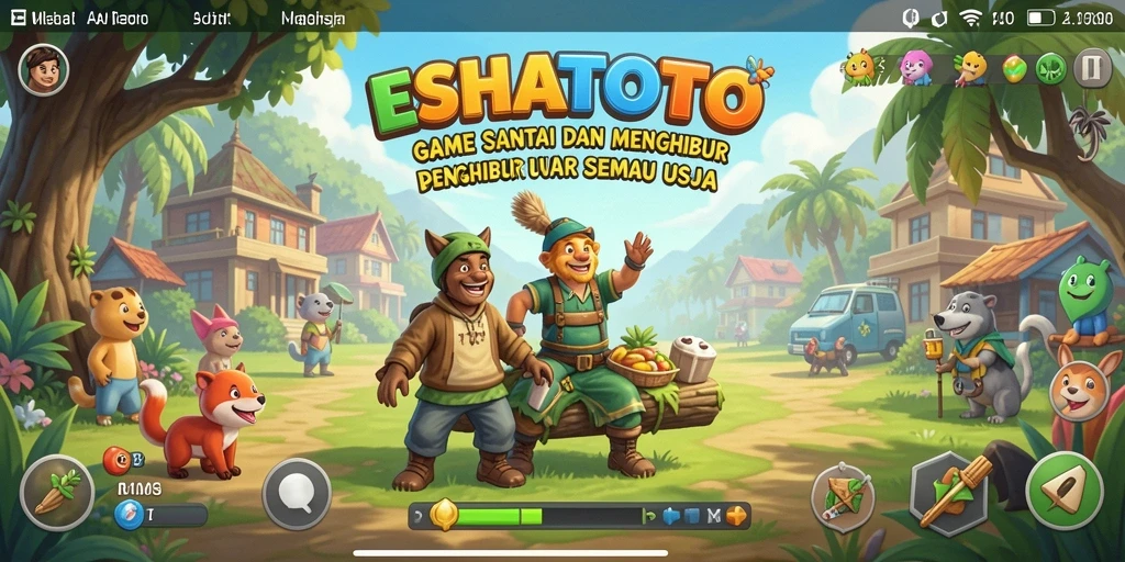 Tampilan gameplay ESHATOTO yang ceria dan penuh warna.