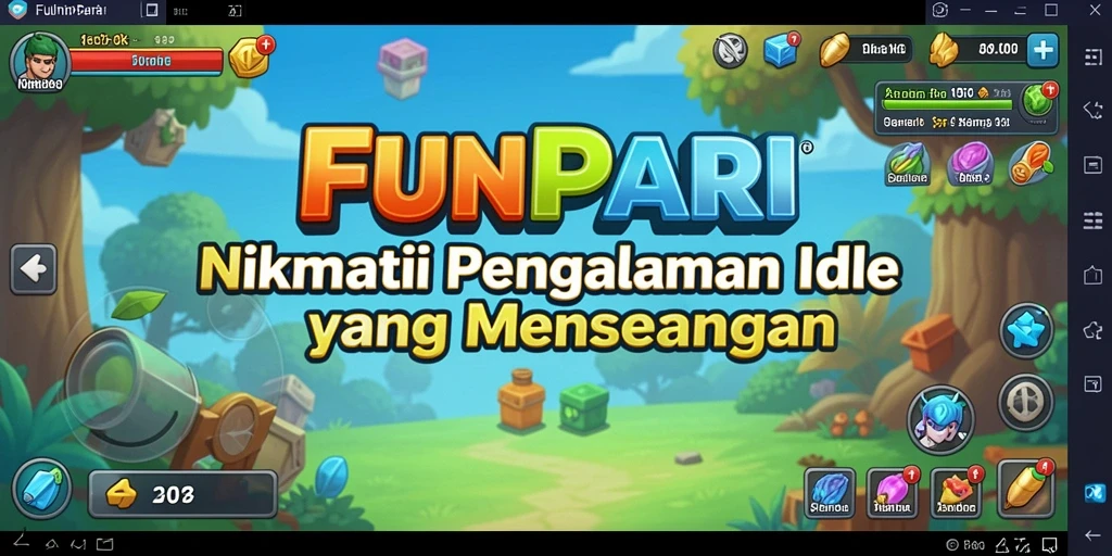 Screenshot utama yang menunjukkan keseruan gameplay Idle FUNPARI.
