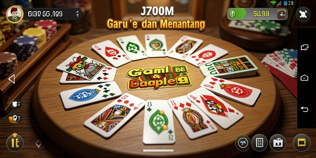 Screenshot J200M menampilkan gameplay Gaple yang seru