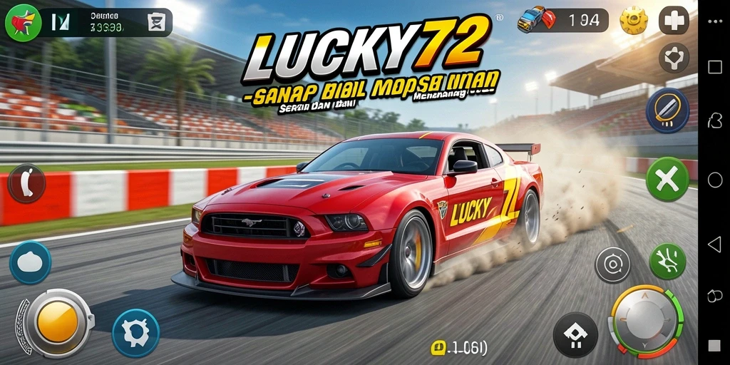 Screenshot gameplay <strong>LUCKY72</strong> menunjukkan balapan seru di lintasan yang menantang.