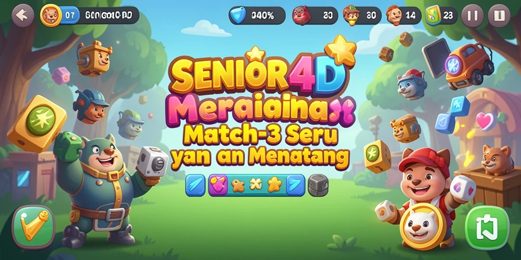 Screenshot gameplay SENIOR4D yang menampilkan aksi mencocokkan objek.