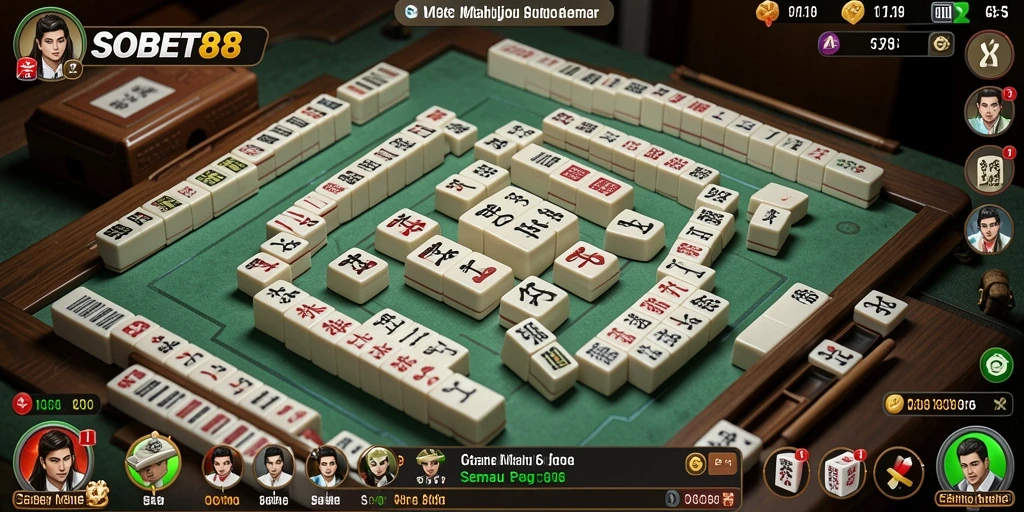 Screenshot permainan SOBET88 yang menampilkan gameplay Mahjong yang seru.