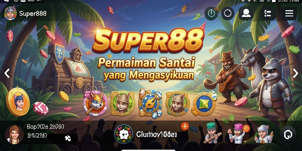 Screenshot menunjukkan pemain menikmati gameplay santai SUPER88.