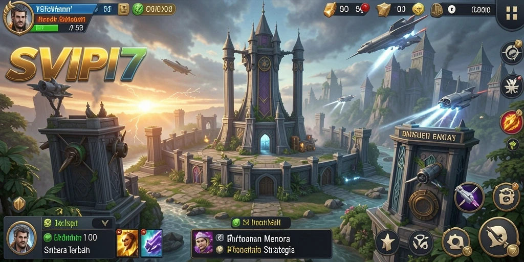 Tampilan gameplay menara pertahanan yang mendebarkan dalam SVIP7.